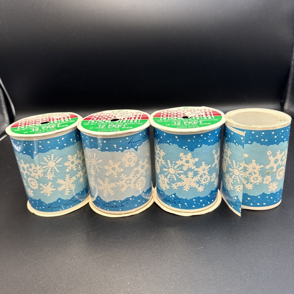Vintage Papercraft Decotrim Ribbon Gloria Vanderbilt Blue Holiday 2 New, 2 Used